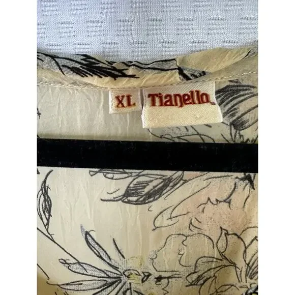 Tianello vintage Shelby boho Floral Babydoll Blouse XL Rayon $128 - Picture 3 of 11